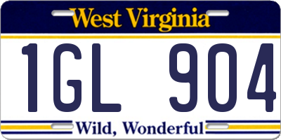 WV license plate 1GL904