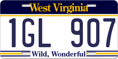 WV license plate 1GL907