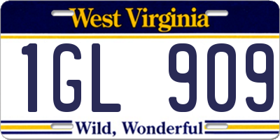 WV license plate 1GL909