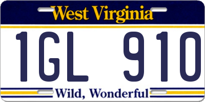 WV license plate 1GL910