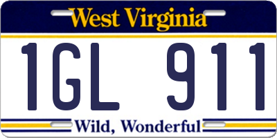 WV license plate 1GL911
