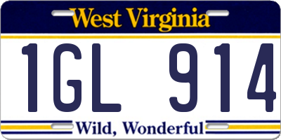 WV license plate 1GL914