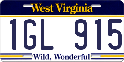WV license plate 1GL915
