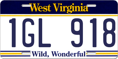 WV license plate 1GL918