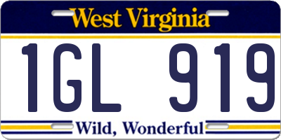 WV license plate 1GL919
