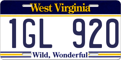 WV license plate 1GL920
