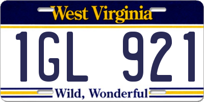 WV license plate 1GL921