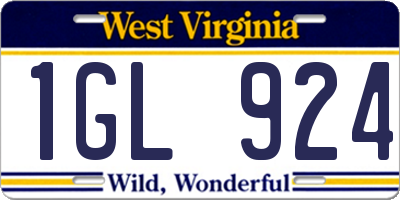 WV license plate 1GL924