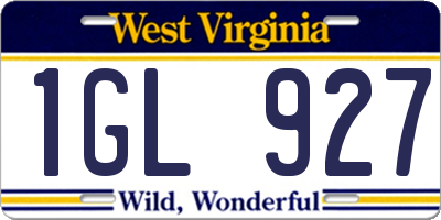 WV license plate 1GL927