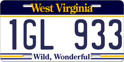 WV license plate 1GL933