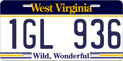 WV license plate 1GL936