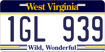 WV license plate 1GL939