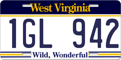 WV license plate 1GL942