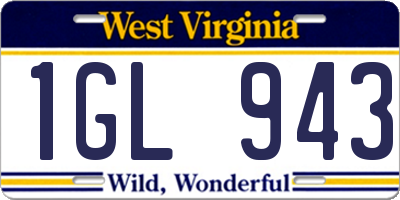 WV license plate 1GL943