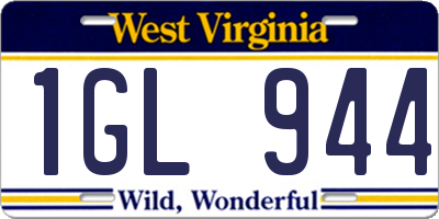 WV license plate 1GL944