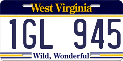 WV license plate 1GL945