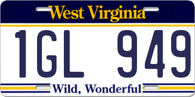 WV license plate 1GL949