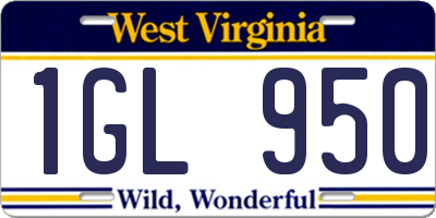 WV license plate 1GL950