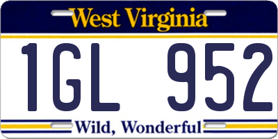 WV license plate 1GL952