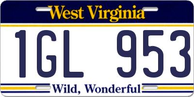 WV license plate 1GL953