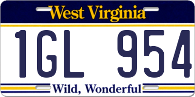 WV license plate 1GL954