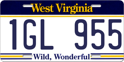 WV license plate 1GL955
