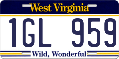 WV license plate 1GL959