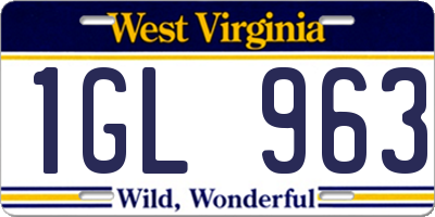 WV license plate 1GL963
