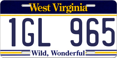 WV license plate 1GL965