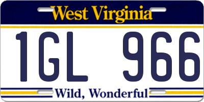 WV license plate 1GL966