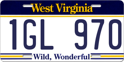 WV license plate 1GL970