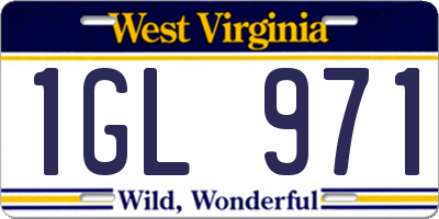 WV license plate 1GL971