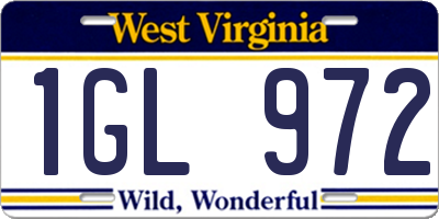 WV license plate 1GL972
