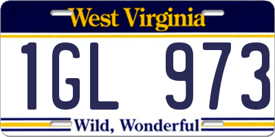 WV license plate 1GL973