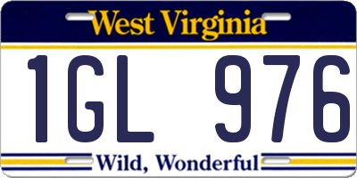 WV license plate 1GL976