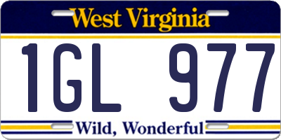 WV license plate 1GL977