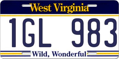 WV license plate 1GL983
