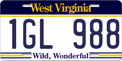 WV license plate 1GL988