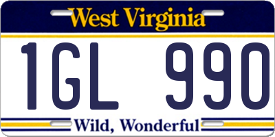 WV license plate 1GL990