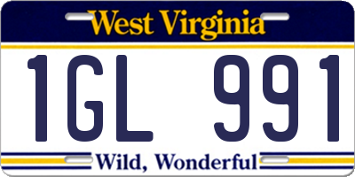 WV license plate 1GL991