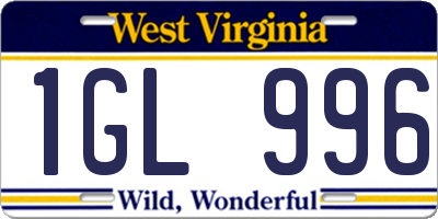 WV license plate 1GL996