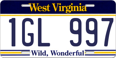 WV license plate 1GL997