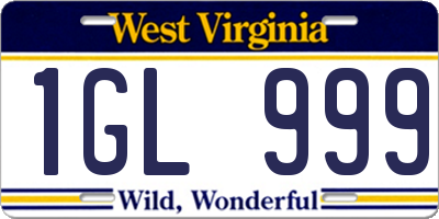 WV license plate 1GL999