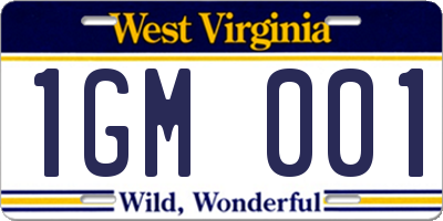 WV license plate 1GM001