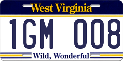 WV license plate 1GM008