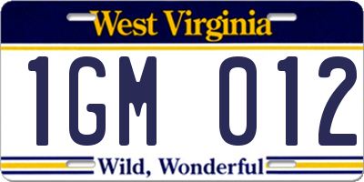 WV license plate 1GM012