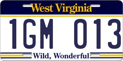 WV license plate 1GM013