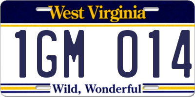WV license plate 1GM014