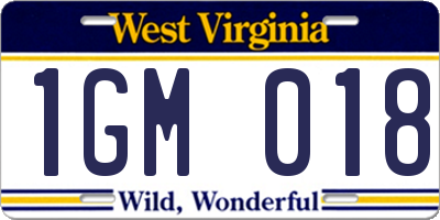 WV license plate 1GM018
