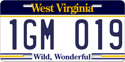 WV license plate 1GM019